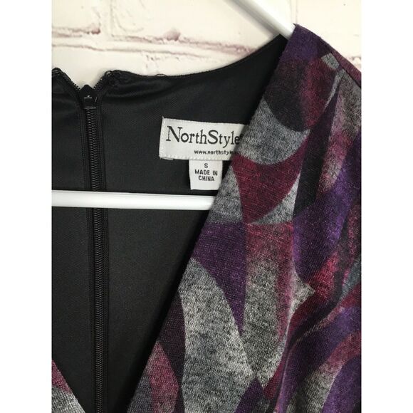 North Style Stunning Swirl Pattern Midi Dress Size S Purple Elegant & Versatile - Picture 3 of 11